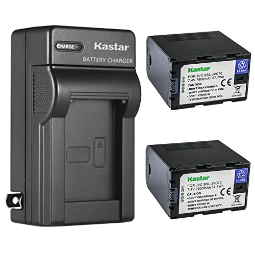 Kastar 2-Pack Battery and AC Wall Charger Replacement for JVC GY-HM600, GY-HM600E, GY-HM600EC, GY-HM620U, GY-HM650, GY-HM650U, GY-HM650SC, GY-HM660U, GY-HM660SC Cameras and DT-X Monitors