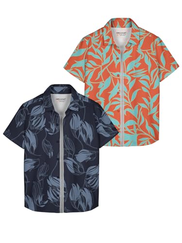 Image of HELLCAT Yellow, Olive Trendy Regular Fit Printed Causal Shirt for Boys - Pack of 2