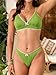 seamoly Womens Swimming Suit Sexy Lace Trim Thong Bottom Adjustable Straps Bow Accent Sexy Cute Fashion Swimwear Green XL