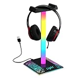 KANTUTOE RGB Gaming Headphone Stand Light with USB Port RGB Gaming Stand Light for Desktop PC Gaming Headset Accessories, Best Gift for Husband, Kids, Boyfriend
