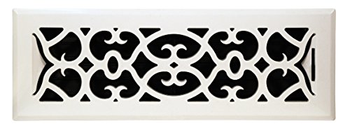 Accord APFRWHV414 Plastic Floor Register with Victorian Design, 4-Inch x 14-Inch(Duct Opening Measurements), White Finish
