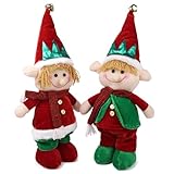 Needzo Christmas Plush Elf Figurines, Holiday Home Decorations, Festive Indoor...
