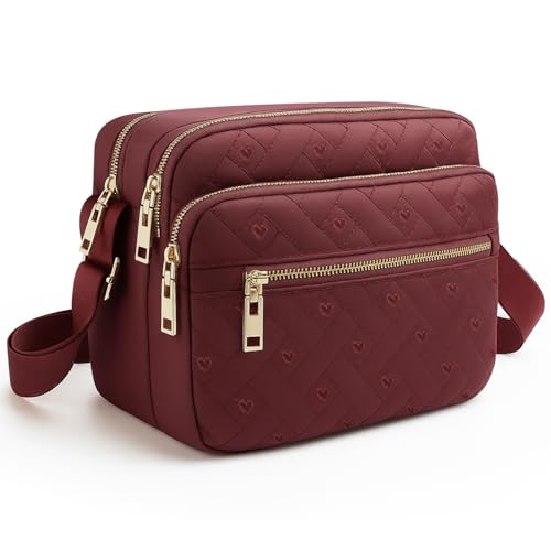 Image of Medium Nylon Crossbody Bags for Women Trendy Crossbody Purses Travel Large Cross Body Bag Quilted Purse