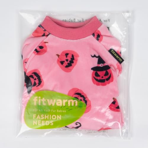 Image of Fitwarm Halloween Jack O Lantern Dog Pajamas, Funny Costumes for Small Dogs Girl, Pet Outfit, Pink, Black, Large