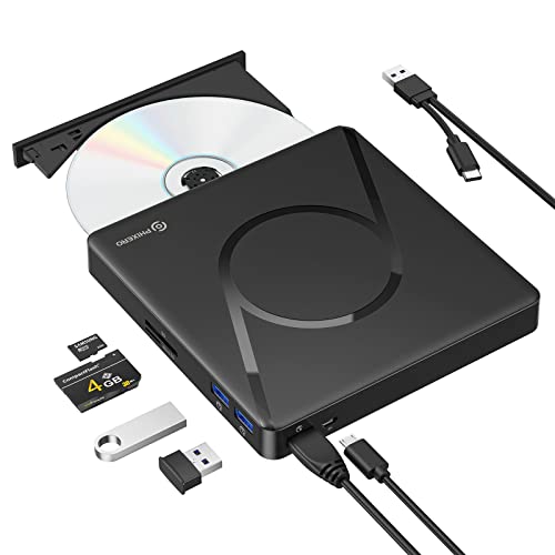 Lecteur DVD Externe USB 3.0 Type-C avec hubs USB et ports de carte SD TF pour PC