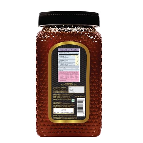 Image of DADEV HONEY Raw Organic Honey 500g | NMR Tested | 100% Pure Raw and Natural Honey | No Added Sugar | Unprocessed Forest Organic Honey-500gm GLASS JAR