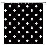 AYDSMYD Polka Dot Shower Curtain Vintage Doodle Polka Dots Fashion White Black Fabric Bathroom Curta