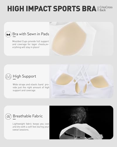Image of RUNNING GIRL Sports Bras for Women High Support,Criss-Cross Back Strappy Bra Moulded Cup High Impact Workout Crop Tops