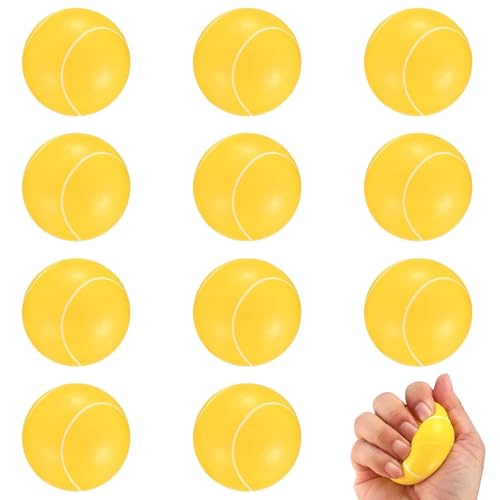 WaaRiuQ 12Pcs foam balls soft yellow durable foam tennis balls indoor safe foam balls small soft balls for chlldren sponge tennis balls