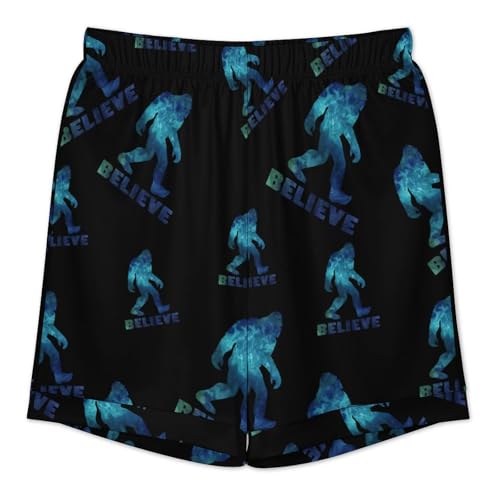 Bigfoot Sasquatch Believe Men‘s Short Sleeve Sleepwear Funny Pajamas Sets Button Down Shirts and Bottom Shorts Loungewear4