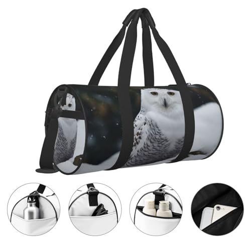 Sports Gym Bag for Women Men Travel Duffel Bag Tote Weekender Bag Snow Owl Carry on Overnight Bag for Travel Swimming Fitness Workout Sports Duffle Bag3