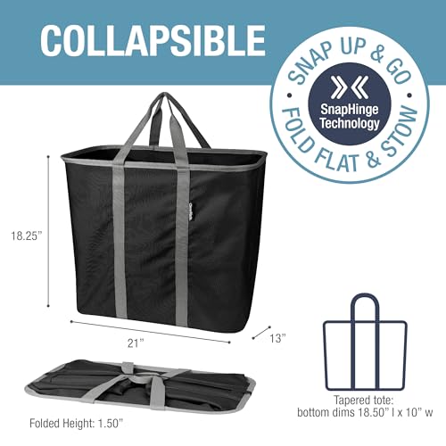 Image of CleverMade Collapsible Laundry Caddy - Black Charcoal 2-Pack 64L - Foldable Storage Organization Container for Clothes Laundry Room Storage Solution