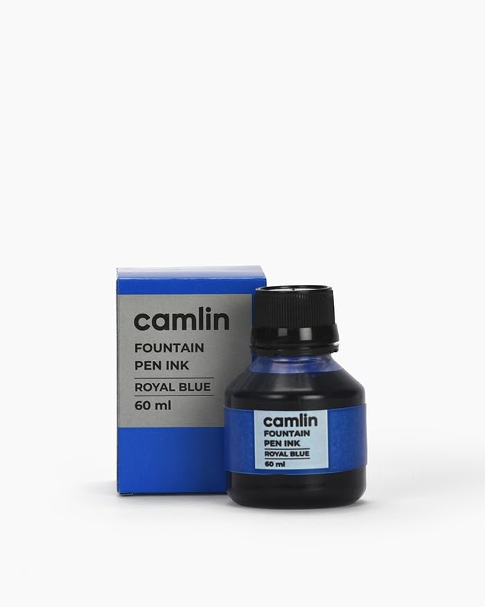 Camlin Kokuyo Fountain Pen Ink – 60ml Blue Ink Bottle | Smooth Writing, Quick-Dry & Long-Lasting Ink for Fountain Pens