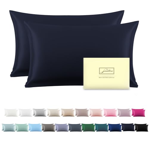 Silk Pillowcase for Hair and Skin,Soft,Breathable and Sliky 100% Standard Size Pillow Cases Set of 2,Both Sides Natural Mulberry Silk Pillowcases with Hidden Zipper(Standard Size 20"X 26",2pcs)