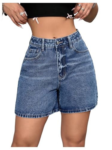 Short en jean taille haute femme denim stretch avec poches mode été