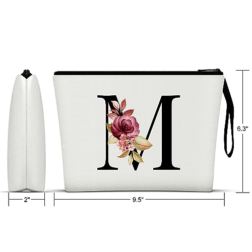 Image of Vavabox A-Z Personalized Makeup Bag, Birthday Gifts for Women Mom, Gifts for Best Friend, Bride Bridesmaid Cosmetic bag (M, 01-White)
