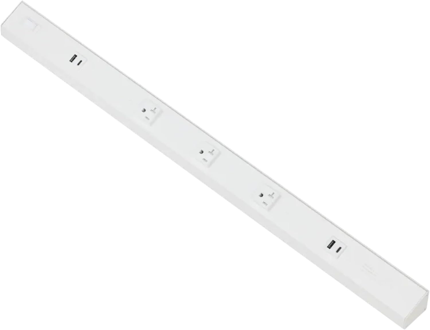 American Lighting Atom Power Strip 30 Inch 120V Low Profile with 3 Tamper Resistant Receptacles USB-A USB-C Hardwired Under Cabinet White Finish Indoor Use ATOM-120V-30-WH (2 Pack)