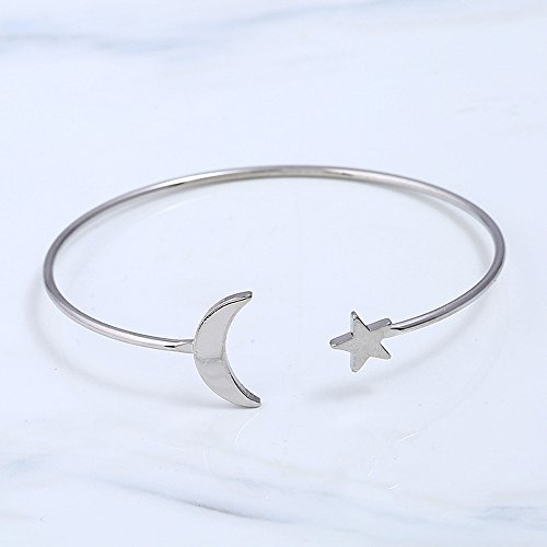 Yinli STAR MOON BRACELET 2 Pack Simple Cuff Bracelet Bangle Stretch Bracelets For Women thumb #5