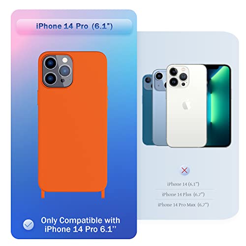 Image of Compatible with iPhone 14 Pro Case with Lanyard Crossbody iPhone Case with Strap Adjustable Shockproof Drop Protection Silicone Phone Cover for iPhone 14 Pro 6.1'' Neon Orange