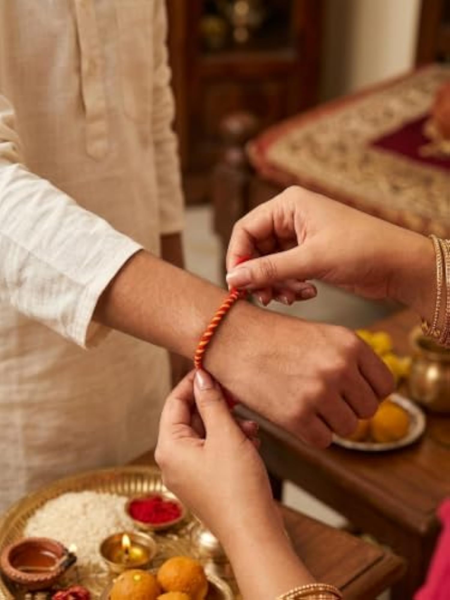 Set Of 6 Premium Handmade Moli Thread Rakhis