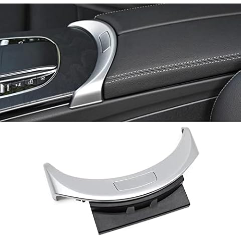 TTCR-II Compatible with Mercedes Center Release Switch, for W205 Center Console Trim C Class 2015-2021 and W253 Center Armrest Button Switch 2016-2022 (7.87-Inch Width Inside, Silver) Cover