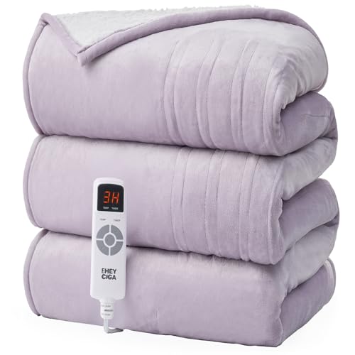 EHEYCIGA Heated Blanket Electric Blanket Full Size - Heating Blanket with 9 Heating Levels & 10 Hours Auto Off, Soft Cozy Sherpa Washable Blanket with Fast Heating, 72 x 84 Inches