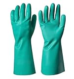 Multi Use of Industrial Purpose Material Handling of Home Kitchen, Lab & Automobile. Nitrile Solvent Chemical Resistant Rubber Hand Gloves