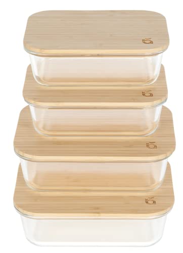 Large Glass Storage Containers with Bamboo Lids, Set of 4