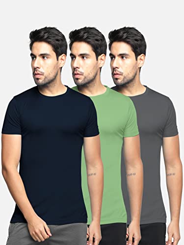 Image of BULLMER Solid Cotton Blended Half Sleeve Round Neck Tshirt for Men