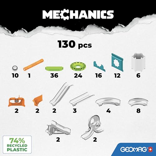 Geomag Mechanics Gravity Loops & Turns Jeu Educatif et Créatif pour Les Enfants Blocs de Construction Magnétiques Circuit avec Blocs Magnétiques Lot de 130 Pièces - vue 2