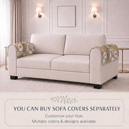 Image of STITCHNEST 'Frostvine Collection' Sofa Armrest Cover | Cotton Quilted Fabric, Washable & Durable for Modern Living (18 x 22 Inches)