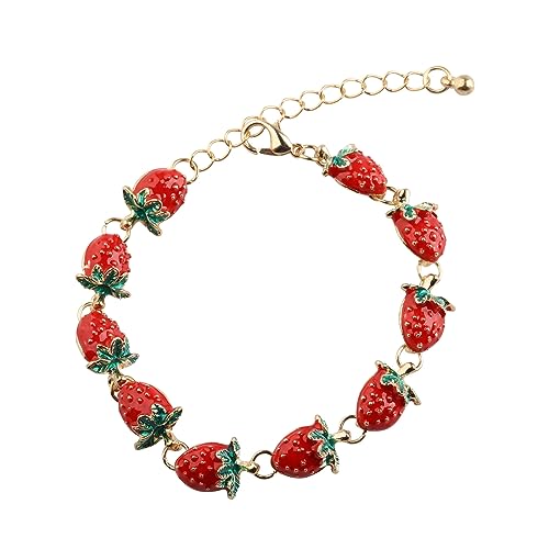 KEYCHIN Strawberry Lover Gifts - Strawberry Charm Bracelet