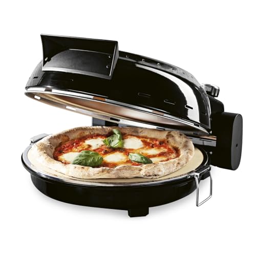 GOURMETmaxx Elektrischer Pizza-Ofen | Bis zu 420°C - Mit Pizzastein, Temperatureinstellung & 30min. Timer | Der Minibackofen ist ideal zum Backen von Pizza, knusprigen Brot und mehr | 1800W [⌀ 30 cm]