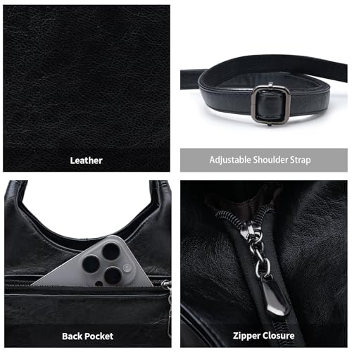 Bolso de hombro de cuero para mujer, bolso tote hobo miniatura 5