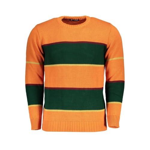 Pull en tissu orange pour homme avec coupe ajustée classique