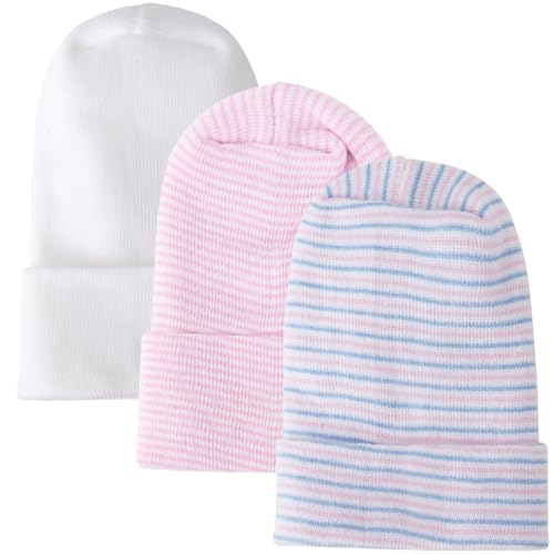 DRESHOW BQUBO Newborn Baby Hats Hospital Cotton Hat Premie Baby Stripe Beanie Infant Caps for 0-3 Months