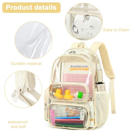 Image of BTOOP Clear Backpack Heavy Duty Transparent Backpack 17 inch See Through Bookbag for College Work Festival Security with Padded Strap Large Capacity