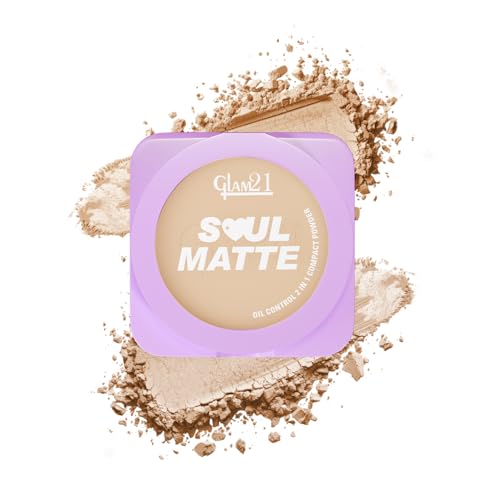 Image of Glam21 Soul Matte Oil Control 2 in 1 Compact Powder | Matte & Shimmer Shades | Air Light Formula & Stay Upto 10 hrs | Rich With Hyaluronic Acid, Squalane & Mango Butter |SPF20 |18gm- Honey Beige 02