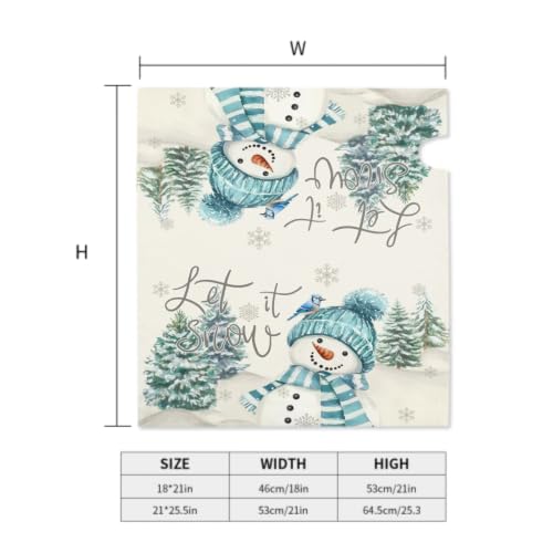 Image of Blue Snowman Mailbox Cover Magnetic- 25.5x21 Inch Large Size- Winter Pine Tree Bird Xmas Snowflake Waterproof Mailbox Wrap Post Cover for Yard Garden Outside Ourdoor Decor