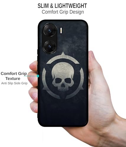 Image of Skull Pattern Print Design Premium 2D Printed Metal Back Case Cover for Vivo V29E 5G