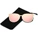 LKEYE Oversized Cat eye Sunglasses Metal Frame Mirror Lens Eyewear LK1704 Gold Frame/Pink lens