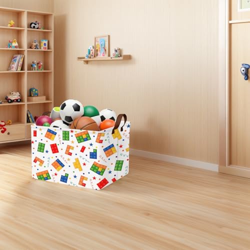 Image of Kid Cute Nursery Storage Basket Baby Toy Clothes Storage Bin Playroom Bedroom Decor Basket(Building Blocks)