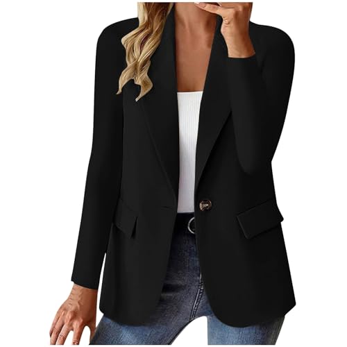 Blazers for Women Open Front Business Work Office Long Sleeve Light Jackets for Women Casual Button Suit Jackets Blazer2