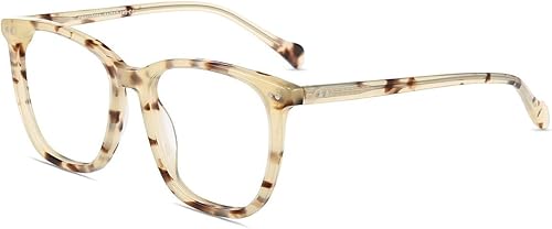 Firmoo Anteojos de lectura para computadora de gran tamaño con bloqueo de luz azul, 2.5, anteojos de lectura vintage para mujer, color marrón marfil