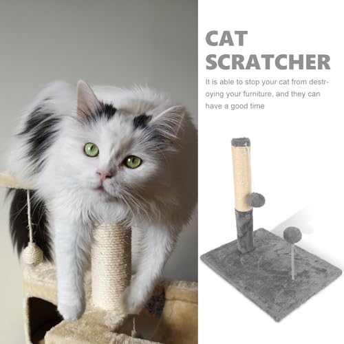 Rascador vertical grande para gatos gris de sisal y casa para gatos miniatura 7