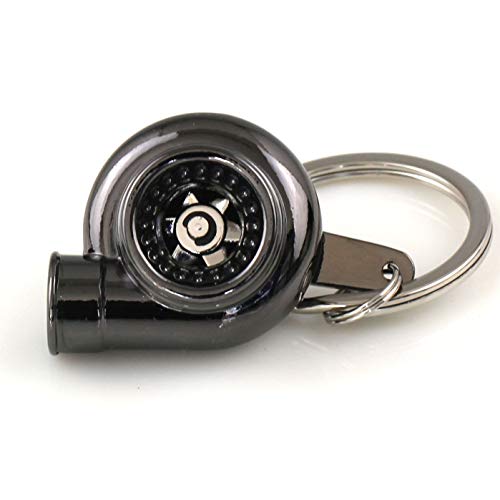 Image of maycom Creative Spinning New Turbo Turbocharger Keychain Key Chain Ring Keyring Keyfob (Gunmetal Black)