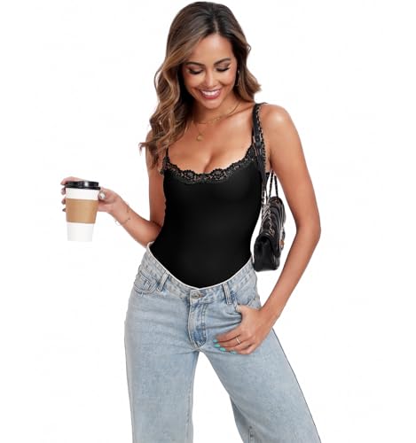 Women’s Lace Bodysuit Square Neck Body Suits Sexy Backless Thong Cami Shaperwear Spaghetti Strap Sleeveless Top4