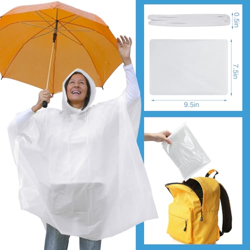 Zhehao White Reusable Rain Ponchos for Adults - Pack of 20, One Size Fits All - Image 6