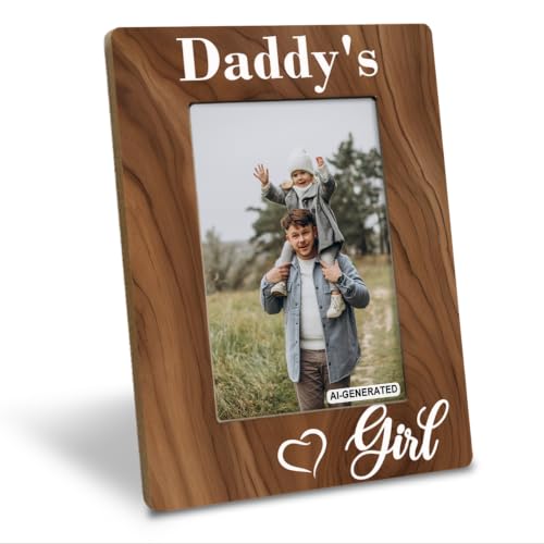 Dad Gift from Daughter Daddys Girl Photo Frame Holds 4 x 6 Inch Photo Farmhouse Wooden Picture Frame Gifts Daddy & Daughter Photo Frame for Home Office Decor Dad Birthday Gifts Christmas Gift