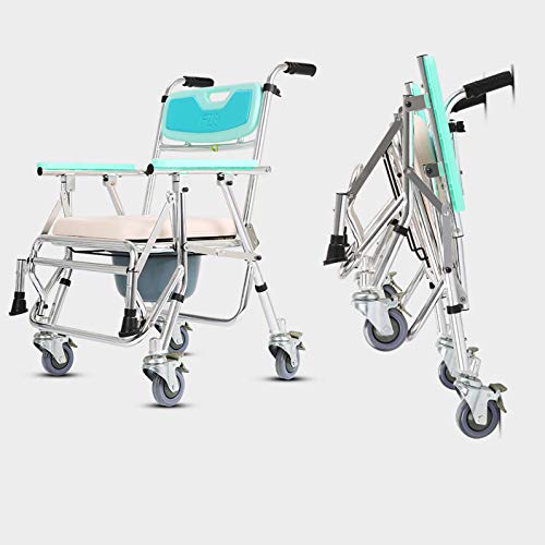 Deevin Commode Chair,Shower Transport Chair, Bedside Commode Chair for Toilet, with Wheels, Rolling Shower Chair for Handicap and Seniors, 397 Lbs Weight Capacity